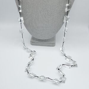5 for $25! Chico's Elegant Clear Beaded Long Statement Necklace